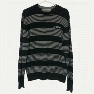 FOX Racing Brand Reverse Seam Striped Crew Neck Sweater Size Large